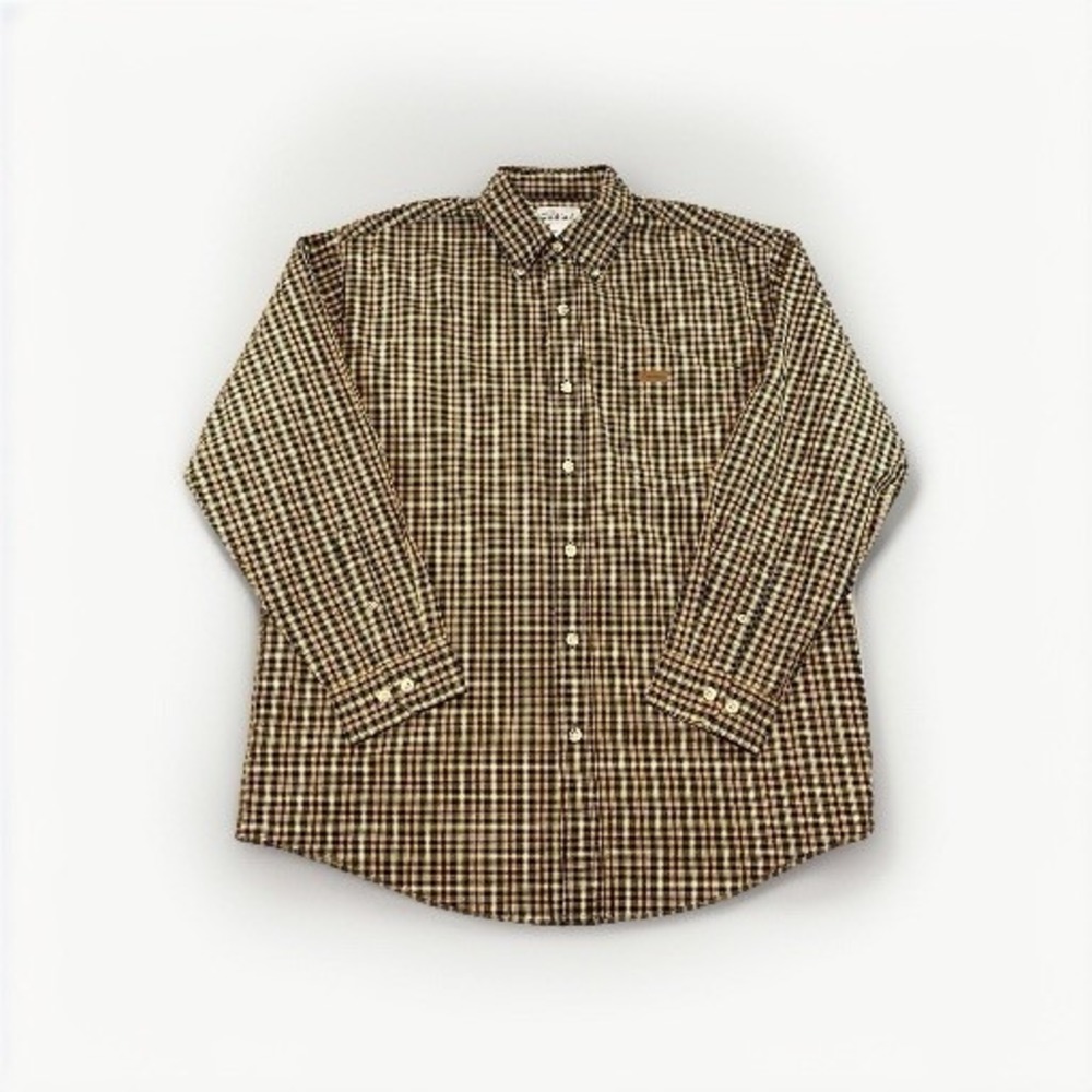 Carhartt Men's Button Down Long Sleeve 100% Cotton Pocket Brown Check Shirt L